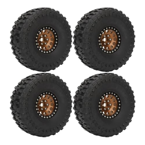 4pcs RC Crawler Rad Reifen, 1,9 Zoll Gummireifen mit Aluminium-Legierung Radnabe für SCX10 1/10 RC Crawler (Kupfer) von RiToEasysports