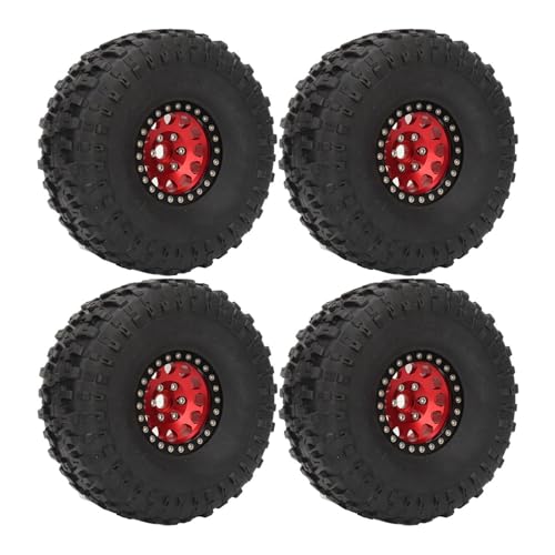 4pcs RC Crawler Rad Reifen, 1,9 Zoll Gummireifen mit Aluminium-Legierung Radnabe für SCX10 1/10 RC Crawler (Rot) von RiToEasysports