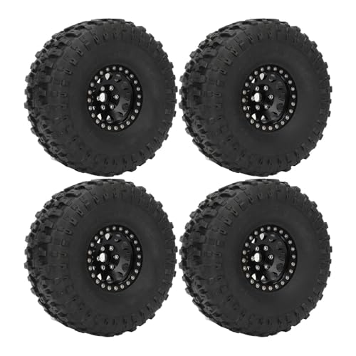 4pcs RC Crawler Rad Reifen, 1,9 Zoll Gummireifen mit Aluminium-Legierung Radnabe für SCX10 1/10 RC Crawler (Schwarz) von RiToEasysports