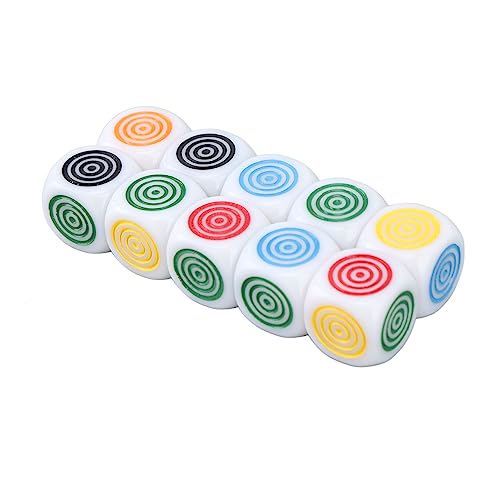 6-seitiges Spielwürfel-Set, Kunststoff-Spielwürfel, Weißes Spielwürfel-Set, Bunte Konzentrische Kreise, Muster, Weiße Würfel, Leichte 6-seitige Würfel, Standard-Spielwürfel für von RiToEasysports
