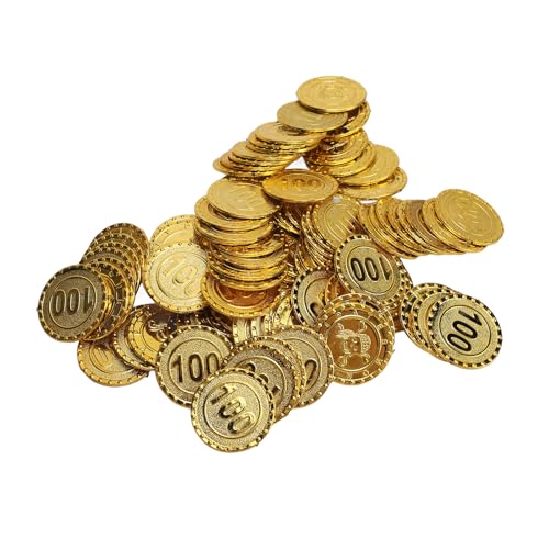 Gold Treasure Coins Set, Fantasy Treasure Gefälschte Münzen für Brettspiele, Tokens, Cosplay (100 Nennbarmünzen) von RiToEasysports