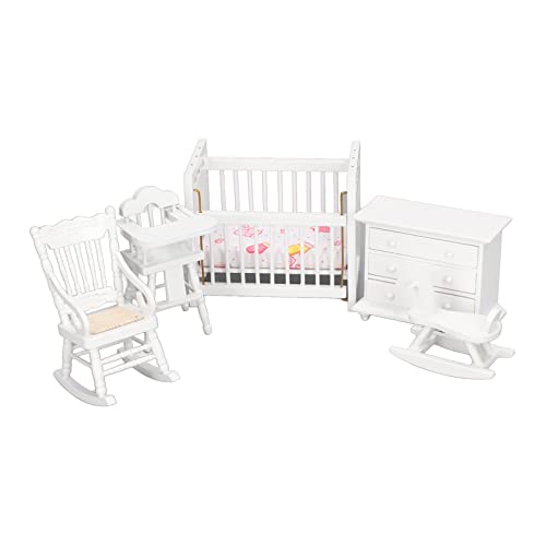 Puppenhaus-Möbel-Set, 1:12, Hohe Simulation, Holz, Miniatur, Babybett, Schaukelpferd, Stuhl, Schrank, Dekoration, Spielzeug, Puppenhaus-Zubehör Puppenhaus-Möbel-Set, 1:12, Hohe Simulation, Holz, Miniatur, Babybett, Schaukelpferd, Stuhl, Schrank, Dekoration, Spielzeug, Puppenhaus-Zubehör von RiToEasysports