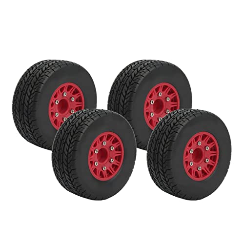 RC Short Course Truck Wheels and Tyres Combo, RC Off Road Wheels mit Sechskantadapter für ARRMA, SENTON, Slash, LOSI 1/10 Short Trucks (Rot) von RiToEasysports