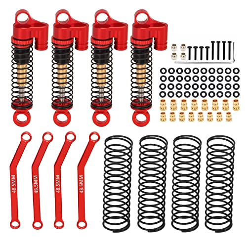 RC Stoßdämpfer Set, Hochpräzise Aluminiumlegierung RC Vorne Hinten Stoßdämpfer Stange Set Fit Für FMS 1/18 1/24 FCX24 Kletterwagen (Rot) von RiToEasysports