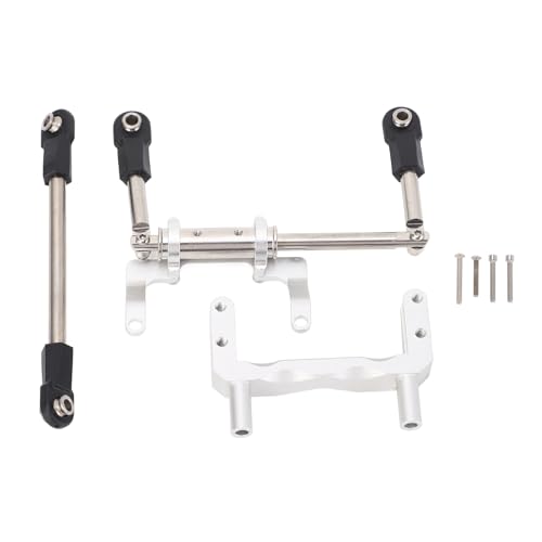 RiToEasysports 1/10 RC -Servohalterung, Aluminiumlegierung Hydraulische Lenkverbindungs ​​-Set Leichte Einstellbare Dämpfung für SCX10 -Typen (Silver) von RiToEasysports