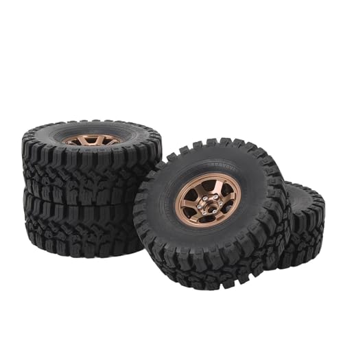 RiToEasysports 1,9-Zoll-Aluminiumlegierungsfelgen-Gummireifen, RC-Crawler-Reifen mit Besserem Grip für SCX10 1/10-Autos (Kupfer) von RiToEasysports