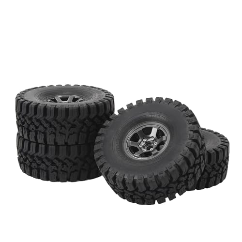 RiToEasysports 1,9-Zoll-Aluminiumlegierungsfelgen-Gummireifen, RC-Crawler-Reifen mit Besserem Grip für SCX10 1/10-Autos (Titan) von RiToEasysports
