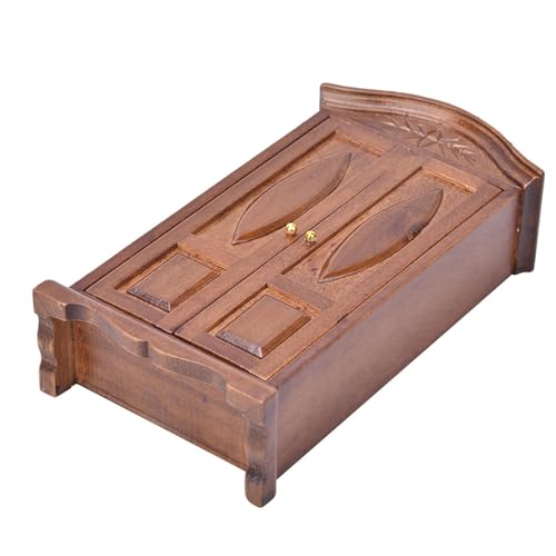 RiToEasysports 1:12 PUPPENHAUS-Holzschnank, Mini-Vintage-Holz-Miniatur-Kleiderstrank, Doppel-Puppenhaus-Mbel, Puppenhaus-Zubehr ((Brown) von RiToEasysports
