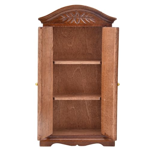 RiToEasysports 1:12 PUPPENHAUSMBEL, MINI-Vintage-KLEIDERSCHRANK AUS Holz MIT DOPPELTÜR für PUPPENHAUS, PUPPENHAUS-ZUBHRMBEL IM Vintage-Stil (Weinrot (Brown) von RiToEasysports