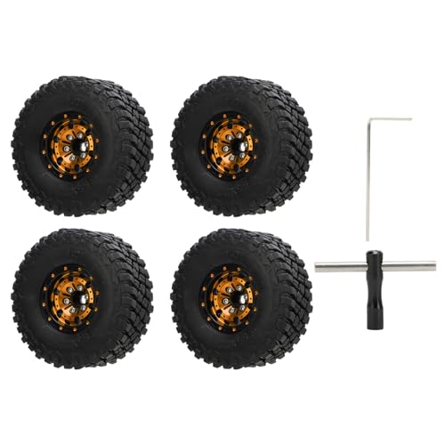 RiToEasysports 1:24 RC -Autoradreifen, RC -Off -Straßenreifen 4PCS Aluminiumlegierungen mit Verriegelungsreifen für SCX24 Bronco C10 JLU STRABT FMS FCX24 1:18 1:24 RC -Autos (Gold) von RiToEasysports