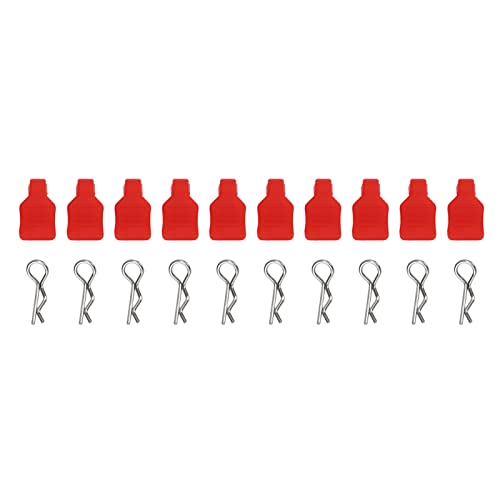 RiToEasysports RC Karosserie Clips，10 Stück 3mm Kompakte RC Karosserie Clips mit Befestigungshalterung für 1/18 RC Auto 1/24 SCX24 RC Auto(rot) von RiToEasysports