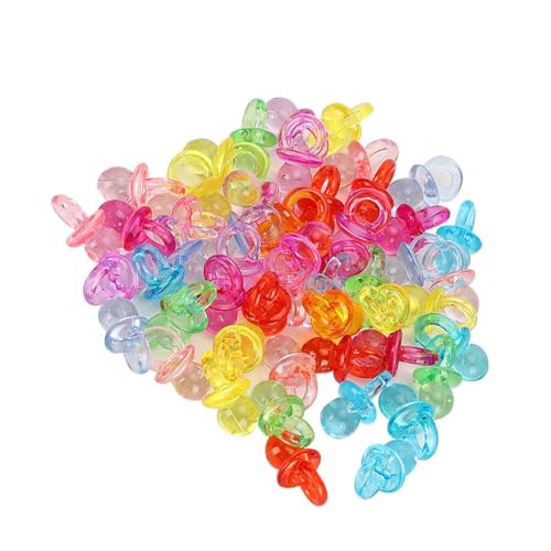 RiToEasysports 100pcs Farb Acryl -Schnuller -Babyspielzeug, Schöner Mini Schnuller für Geburtstagsfeierdekoration (Transparente Farbe gemischt) von RiToEasysports