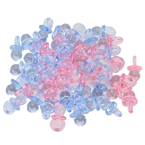 RiToEasysports 100pcs Farb Acryl -Schnuller -Babyspielzeug, Schöner Mini Schnuller für Geburtstagsfeierdekoration (Transparentes Rosa + Blau) von RiToEasysports