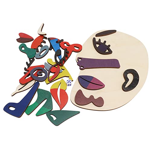 RiToEasysports 26 Blöcke Holzgesichts-Puzzle, Gesichtsförmiges Match-Puzzle DIY-Denktraining Fördern die Hand-Auge-Koordinationsfähigkeit Lustiges Puzzle Kinderspielzeug von RiToEasysports