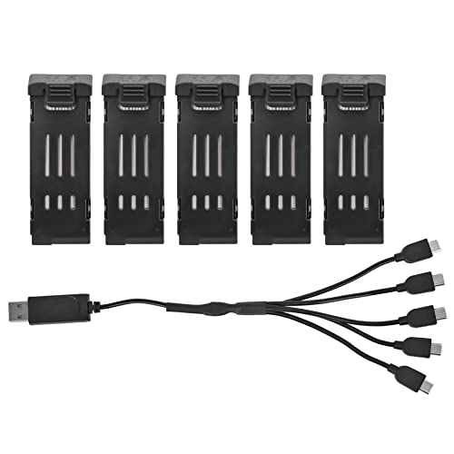 RiToEasysports 3,7 V 1200 MAh RC-Drohnen-Lithium-Akku, Leichter Drohnen-Akku mit 5-in-1-Ladekabel für E58 L800 JY019 RC Quadcopter RiToEasysports 3,7 V 1200 MAh RC-Drohnen-Lithium-Akku, Leichter Drohnen-Akku mit 5-in-1-Ladekabel für E58 L800 JY019 RC Quadcopter von RiToEasysports