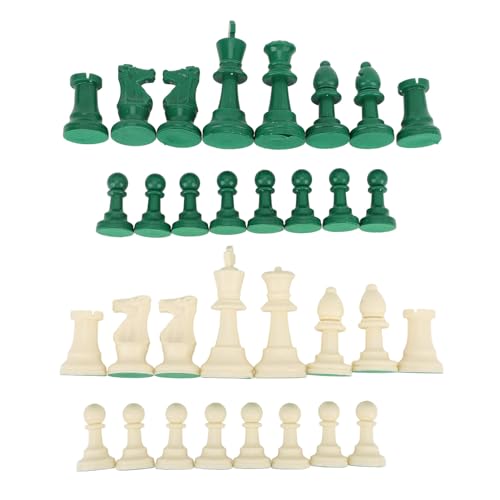 RiToEasysports 32pcs Schachteilset, Grüne und Weiße Plastikschachkessel -Schach -Set Internationale Schachstücke mit Filzboden für Schachbrett von RiToEasysports