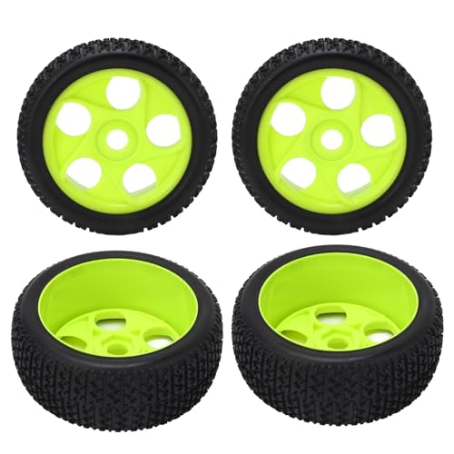 RiToEasysports 4 Stück RC-Reifen, 17 Mm Sechskantdurchmesser, Grüne Kunststoffräder, Gummifelgen für 1/8 Axial-RC-Autos von RiToEasysports