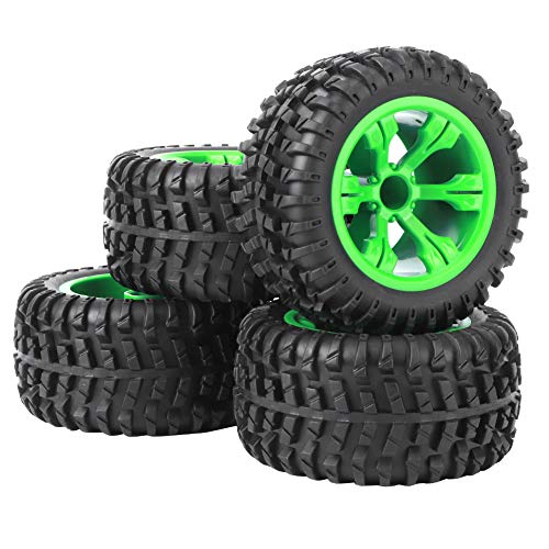 RiToEasysports 4 Stück RC-Reifen 110 Mm Durchmesser Kunststoff-Gummi-RC-Rad und Reifen-Set für 1/12 WLtoys 12428 WLtoys 12427 RC-Auto von RiToEasysports