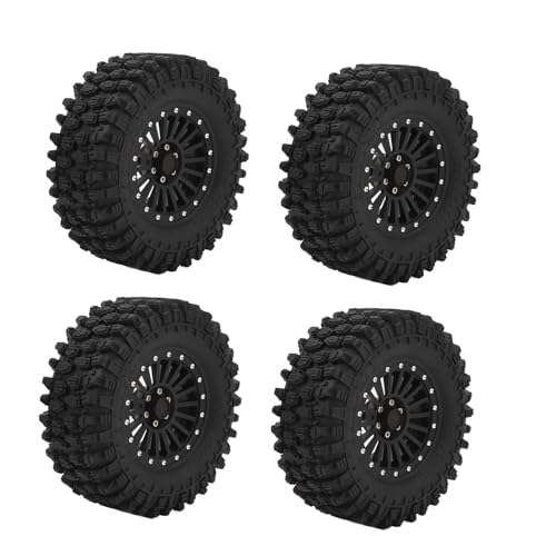 RiToEasysports 4PCS 2,6-Zoll-RC-Crawler-Reifen, Aluminiumlegierungsfelge, Schwarzer RC-Crawler-Autoradreifen für RBX10 für SCX10 (Black) von RiToEasysports