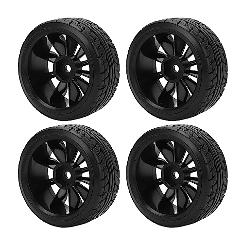 RiToEasysports 4PCS RC Drift Wheels, RC Drift Hard Tires Rubber RC Tire Road Drifting Car RC Rubber Tires Wheels Set Black for TT02 von RiToEasysports