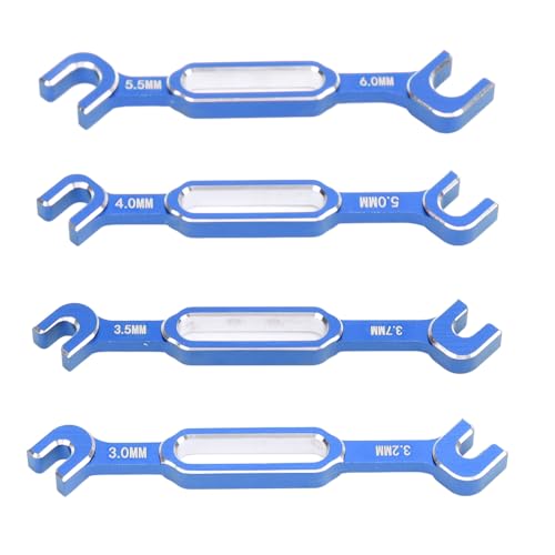 RiToEasysports 4PCS RC Turnbuckle Rod Wrench Kit, Aluminiumlegierungspfus-Reparaturschlüssel mit 3,0-6,0 Mm für das Ballgelenk-Universal-Werkzeug für RC-Typen (Blue) von RiToEasysports
