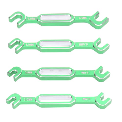 RiToEasysports 4PCS RC Turnbuckle Rod Wrench Kit, Aluminiumlegierungspfus-Reparaturschlüssel mit 3,0-6,0 Mm für das Ballgelenk-Universal-Werkzeug für RC-Typen (Green) von RiToEasysports