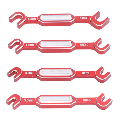 RiToEasysports 4PCS RC Turnbuckle Rod Wrench Kit, Aluminiumlegierungspfus-Reparaturschlüssel mit 3,0-6,0 Mm für das Ballgelenk-Universal-Werkzeug für RC-Typen (Rot) von RiToEasysports