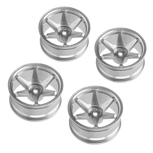 RiToEasysports 4PCS RC Wheel -Hubs, 1:10 Skala Aluminiumlegierung CNC Bearbeitete RC -Autos mit Wiederverwendbarem Reifenverriegelungsdesign für Fernbedienungsautozubehör (Silver) von RiToEasysports