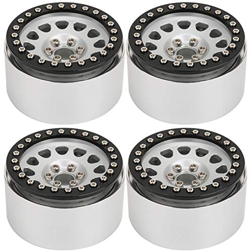 RiToEasysports 4pcs 2.2in RC Rim Hub, Metallradfelgen für Axial Wraith/ SCX10/ RR10/ 90048/90018 1/10 RC Crawler (schwarzes Silber) von RiToEasysports