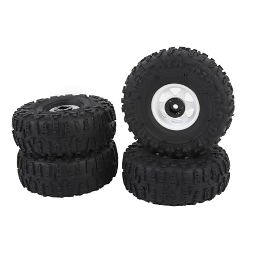 RiToEasysports 4pcs RC Crawler Wheel -Reifen Set, 1,9 -Zoll -Gummi -RC - Schlamm Geländereifen mit Metallhexe -Hub für Rotes Axial SCX10 (White) von RiToEasysports