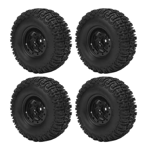 RiToEasysports 4pcs RC -Radlaufreifen Set, Plastik -Aluminium -Legierungs -Crawler - Schlamm Terrain -Reifen für RC -Auto 120x46mmmm (Black) von RiToEasysports