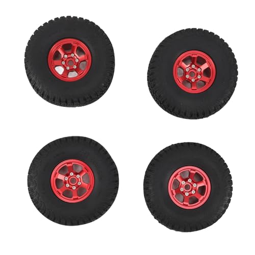 RiToEasysports 4pcs RC -Reifen, 1,9 -Zoll -Aluminiumlegierung Gummi Starke Polster -RC -Autoreifen für SCX10 RBX10 1/10 Crawler (Rot) von RiToEasysports