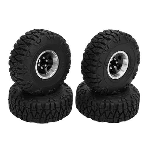 RiToEasysports 4pcs RC -Reifen, Aluminiumlegiergummi -RC -Autorreifen für 1/18 1/24 Fernbedienungskletterauto (Black) von RiToEasysports