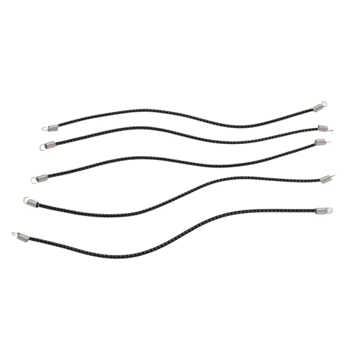 RiToEasysports 5pcs RC Car Elastic Dach Seil, Universelles Dehnbares Gepäckträger mit Nylonhaken Sichere Befestigung für 1/8 1/10 Skala D90 SCX10 (Black) von RiToEasysports