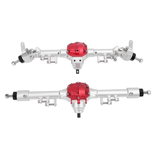 RiToEasysports Achse, Aluminiumlegierung Vordere Hinterachsen -Upgrade -Teil für SCX10 II 90046 90047 1/10 Auto (Silber und rot) von RiToEasysports