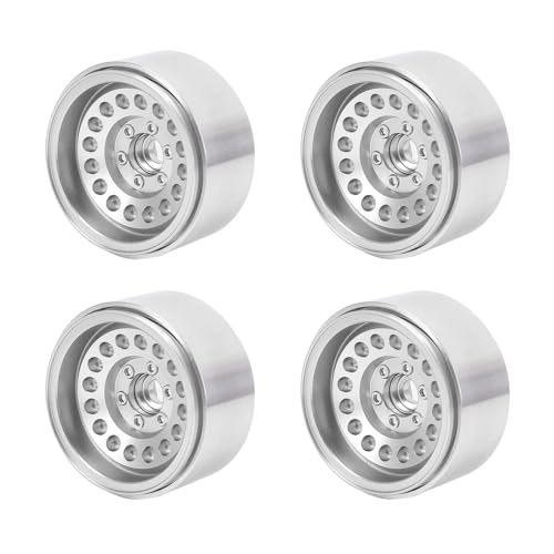 RiToEasysports Aluminiumlegierung 1/10 RC Crawler Wheel Hub -Set, Leichte Runde Loch RC Autorad -Hubs Ersatzteile für 1/10 Scale Crawler (Silver) von RiToEasysports