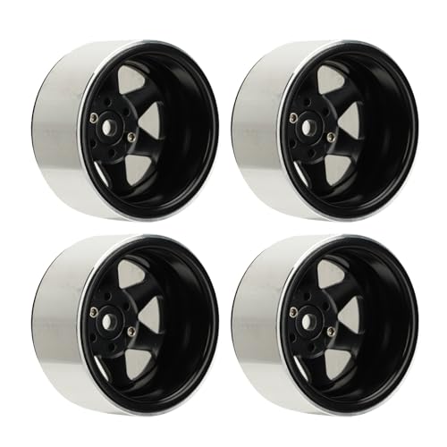 RiToEasysports Deep Dish Hub Felgen, 4 Stück Metall 1,9 Zoll Beadlock Felge für Axial SCX10 90046 (Black) von RiToEasysports