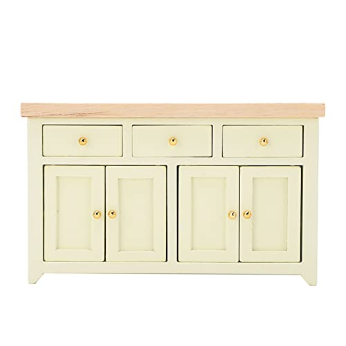 RiToEasysports Dollhouse -Schrank, 1: 12 Skala Birch Dollhouse -Bewegungsschrank Miniatur Wohnzimmer Lagerschrank für Doll House (Creme Farben) von RiToEasysports