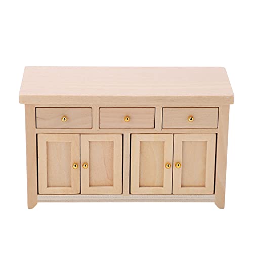 RiToEasysports Dollhouse -Schrank, 1: 12 Skala Birch Dollhouse -Bewegungsschrank Miniatur Wohnzimmer Lagerschrank für Doll House (Holzfarbe) von RiToEasysports