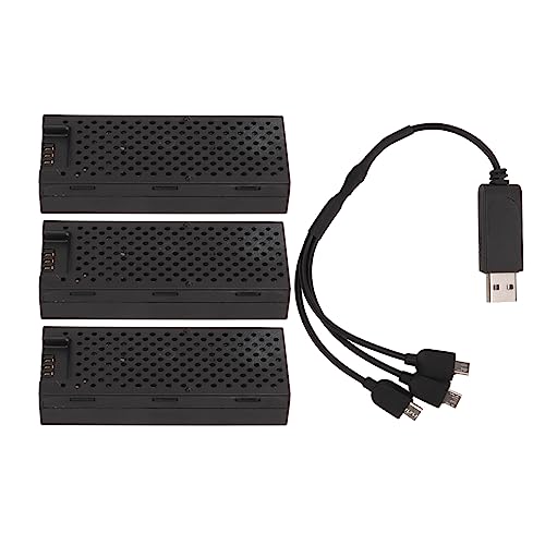 RiToEasysports Drohnenbatterie, 3pcs 3,7 V 400 MAh Große Kapazität Drohnen Lithiumbatterie RC Flugzeug Lithiumbatterieersatz mit 1 Bis 3 Ladekabel für XK K127 Fernbedienungsflugzeuge RiToEasysports Drohnenbatterie, 3pcs 3,7 V 400 MAh Große Kapazität Drohnen Lithiumbatterie RC Flugzeug Lithiumbatterieersatz mit 1 Bis 3 Ladekabel für XK K127 Fernbedienungsflugzeuge von RiToEasysports