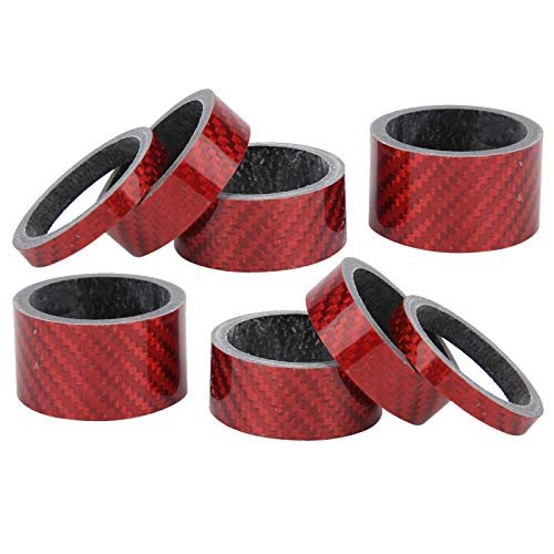 RiToEasysports Einstellbarer Kohlefaser -Fahrradstammstamm -Waschmaschine Kit Leicht 5/10/15/20mm 8pcs für den Lenker Erhöhen (Rot) von RiToEasysports
