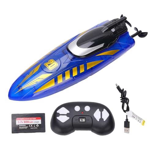 RiToEasysports Fernbedienungsboot, Doppelseitiges Stunt -Rcing RC -Boot mit Licht für Pools und Seen (Blue) von RiToEasysports