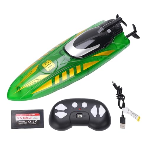 RiToEasysports Fernbedienungsboot, Doppelseitiges Stunt -Rcing RC -Boot mit Licht für Pools und Seen (Green) von RiToEasysports