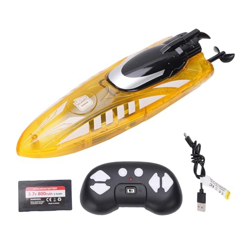 RiToEasysports Fernbedienungsboot, Doppelseitiges Stunt -Rcing RC -Boot mit Licht für Pools und Seen (gelbe Farbe) von RiToEasysports