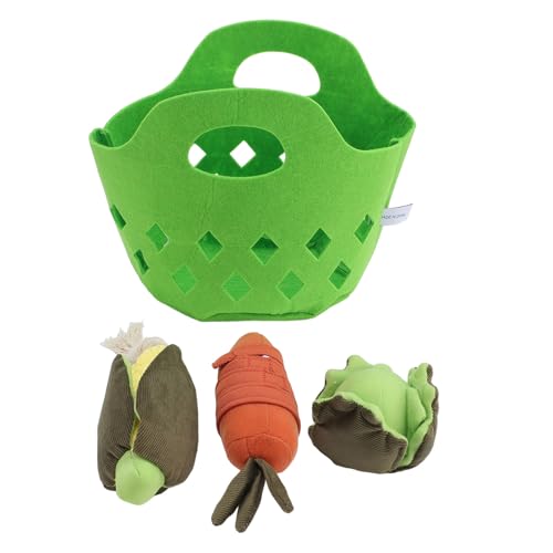 RiToEasysports Gemüse-Plüschspielzeug 3-teiliger Set für Sensorisches Spiel, Handtraining mit Unterschiedlichen Texturen, Farberkennung für Kleinkinder 12+ Monate, Eltern-Kind-Bin von RiToEasysports