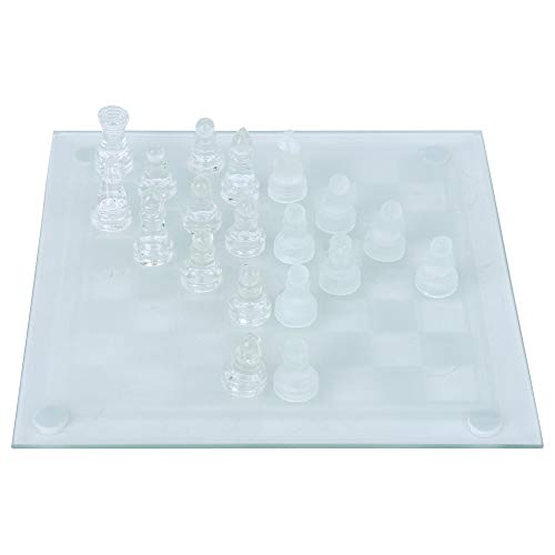 RiToEasysports Glas-Schach-Set, 25x25cm Stumpfes Polnisches Glas Kristall Internat Ionales Schach 1 Schachbrett und 32 Schach Mann von RiToEasysports