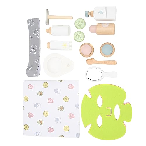RiToEasysports Holz-Make-up-Spielzeug-Set, Mädchen-Salon-Set, Holz-Rollenspiel-Make-up-Set mit Maske, Haarband, Schaber, Spiegel, Lotion, Augenbrauenschneider für Mädchen von RiToEasysports
