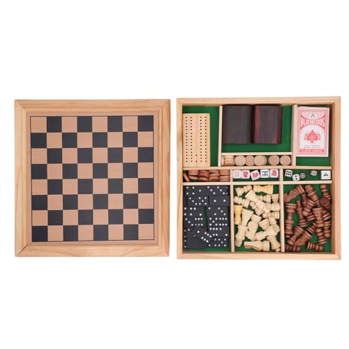 RiToEasysports Holz-Schach-Brettspiel-Set, Tragbares, Leichtes Holz-Schach- und Dame-Set, Pädagogisches Schach-Set für die Heimschulparty von RiToEasysports