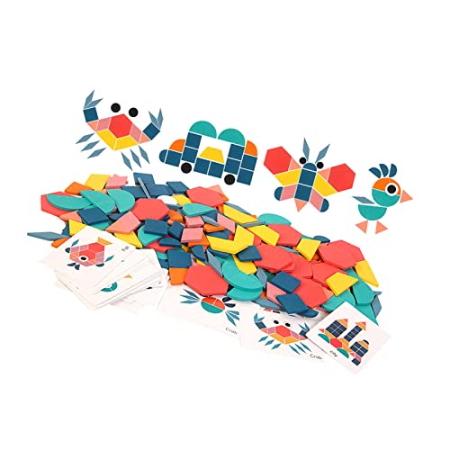 RiToEasysports Holzmusterblöcke Spielzeug, 180pcs Puzzle mit Geometrischen Formen Spielzeug für 3-6 Jahre Alt, 24 Blattmusterpapiere und Aufbewahrungstasche RiToEasysports Holzmusterblöcke Spielzeug, 180pcs Puzzle mit Geometrischen Formen Spielzeug für 3-6 Jahre Alt, 24 Blattmusterpapiere und Aufbewahrungstasche von RiToEasysports