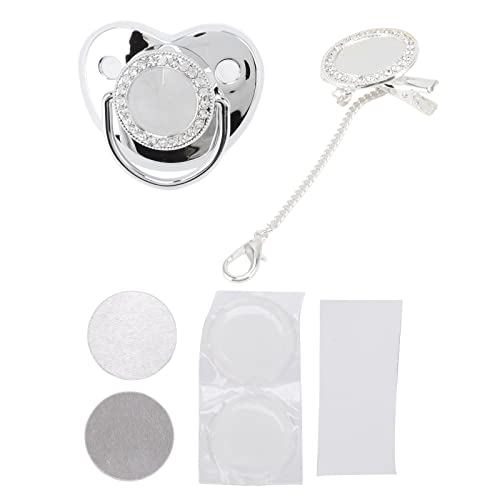 RiToEasysports Infant Schnuller Set, Stilvoller Baby Schnuller DIY Foto Dekoration Infant Bling Schnuller für Neugeborene(Silber M) Milchpulverfütterung Fütterung von RiToEasysports